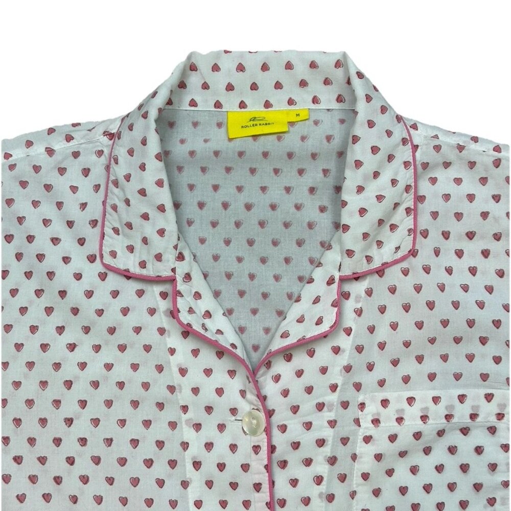 💗 Roller Rabbit Hearts Print Pima Cotton Pajama Top – Medium - Picture 5 of 12